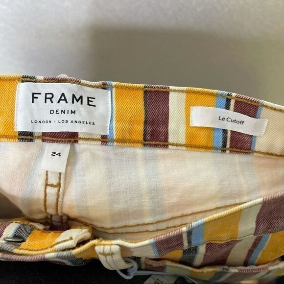 Frame Le Cutoff Denim Shorts Painterly Raw Hem 24 - Picture 6 of 7